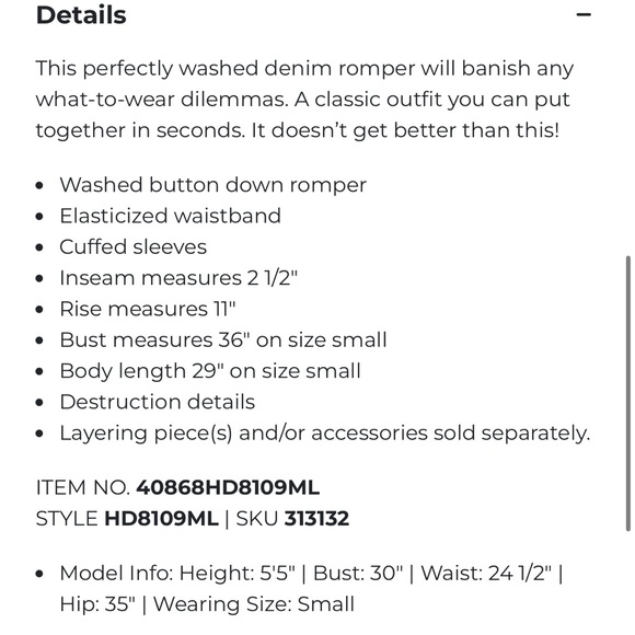 Dylan Cuffed Denim Romper - Picture 6 of 7